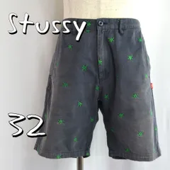Stussyステューシー 00sヴィンテージ スカル刺繍 総柄コットンショートパンツ 32 (L) 紺色ネイビー【古着】【中古】【送料無料】