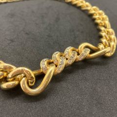 希少】スワロフスキー ビッグチェーン ネックレス ゴールド ストーン