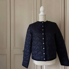 TAION×anuans】ノーカラーキルティングショートダウン ネイビー - メルカリ