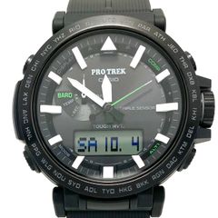【美品】腕時計 メンズ カシオ CASIO プロトレック クライマーライン PRW-6621Y-1JF 電波ソーラー トリプルセンサー アナデジ 黒 樹脂ベルト バイオマスプラスチック 10気圧防水 アウトドア 登山