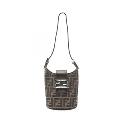 フェンディ FENDI ショルダーバッグ ズッカ ブラック/ブラウン キャンバス レザー ズッカ ミニバッグ レディース Used A