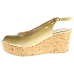 JIMMY CHOO (ジミーチュウ) ウェッジサンダル 厚底 シューズ イエロー エナメル 37 レディース