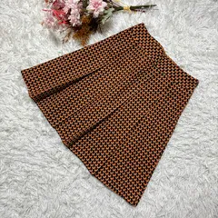 UNTITLED 織柄 台形スカート 日本製 ワールド 茶 オレンジ【2】総柄