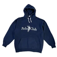 90s Vintage Polo Club フード付き パーカー フーディー プルオーバー ネイビー 古着