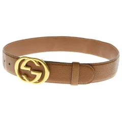 GUCCI (グッチ) インターロッキングG ベルト ブラウン ゴールド金具 レザー 037・01/13・1510