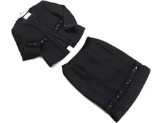 miss ashida ミスアシダ ビジュー ツイード セットアップ ジャケット スカート スーツ size9/紺 ■■ レディース