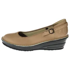 Doruche (ドルチェ) ベルトデザイン パテントレザー フラット パンプス シューズ ベージュ レディース〇