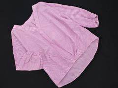 any FAM エニィファム リネン混 ギンガムチェック プルオーバー シャツ size2/白ｘ紫 ■◇ レディース