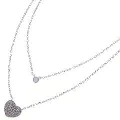 Folli Follie (フォリフォリ) ハートモチーフ ラインストーン チェーンネックレス シルバー レディース