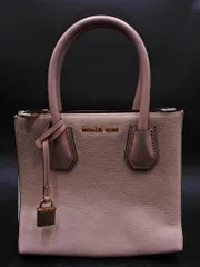 MICHAEL KORS マイケルコース レザー バッグチャーム付 ハンド バッグ ピンクx白 ■■ レディース