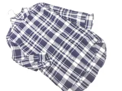 nano universe ナノユニバース リネン混 チェック シャツ sizeL/紺 ■◇ メンズ