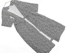 LOWRYS FARM ローリーズファーム 総柄 小花柄 ウエストリボン付き シャツ ワンピース sizeM/黒 ■◇ レディース