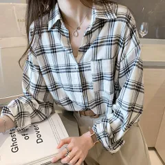 シャツブラウス チェック柄 カーディガン 前開き 着やせ トップス 重ね着 大人カジュアル ポケット付き ライトアウター レトロ 通勤 体型カバー 長袖 きれいめ オールシーズン レディース