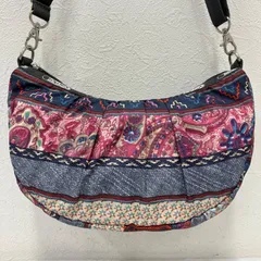 201　LeSportsac　レスポートサック　 ショルダーバッグ　斜めがけ　紐調節可能　 花柄　総柄　マルチカラー　ハーフムーン型　 ナイロン　軽量　ミニショルダー　パッチワーク風　レディース