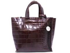 FURLA フルラ 型押し クロコ ハンド バッグ 茶 ■■ レディース