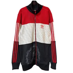 古着 adidas アディダス トラックジャケット スリーストライプス レッド ホワイト ブラック 105サイズ 2XLサイズ 2512-525