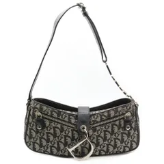 Christian Dior (クリスチャンディオール) トロッター ワンショルダーバック ハンドバッグ グレー レザー×キャンバス シルバー金具