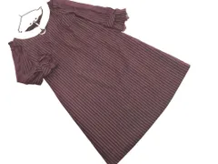 axes femme アクシーズファム レース切替 ストライプ ワンピース sizeM/ボルドー ■◇ レディース