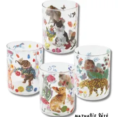 リクエスト商品　おまとめ3件送料込みセット｜ナタリー・レテ　耐熱ガラスコップ４種セット+ ナタリー・レテ　タペストリーラグ　Garden+ ナタリー・レテ ダイカット掛時計 Blue eye