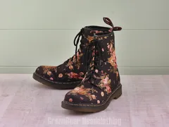 E433 メンズ Dr.Martens 8ホールブーツ 花柄 黒 42 26cm