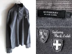 希少 BURBERRY BLACK LABEL バーバリーブラックレーベル ダメージ加工 ホースロゴワッペン/ロゴ刺繍 ハイネック コットンニット 2 グレー