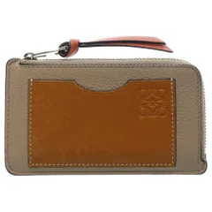 LOEWE (ロエベ) アナグラム フラグメントケース カードケース 小物入れ ブラウン×ベージュ レザー シルバー金具