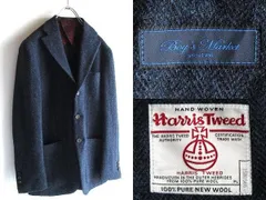 美品 Boy's Market × HARRIS TWEED ボーイズマーケット ハリスツイード ウール ヘリンボーン 3Bテーラードジャケット ブレザー ネイビー