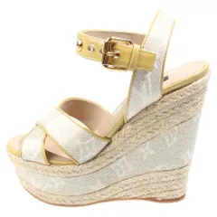 LOUIS VUITTON (ルイヴィトン) スターボードライン モノグラム キャンバス パテントレザー ウェッジソール エスパドリーユ ヒール ストラップサンダル シューズ レディース