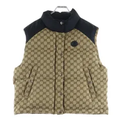 GUCCI (グッチ) GGキャンバス ダウンベスト ブラック/ベージュ 774910