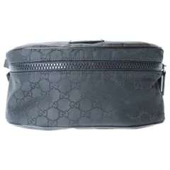 GUCCI (グッチ) GGキャンバス ウエストバッグ ボディバッグ ショルダーバッグ ブラック ナイロン 449182 シルバー金具