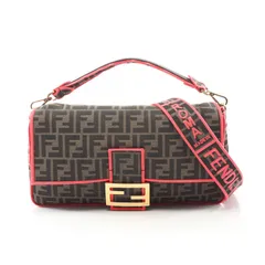 フェンディ FENDI ハンドバッグ マンマバケット ズッカ 8BR771 ブラック/ブラウン/ネオンピンク キャンバス レザー ズッカ バゲットバッグ ラージ レディース Used A