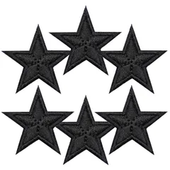 【在庫セール】スター 星 ブラック ミニ 黒 パッチ 6枚 アイロン セット ワッペン アイロン接着 刺繍