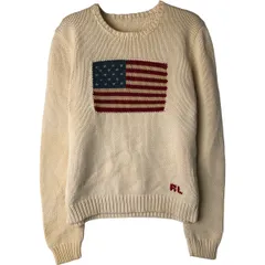 古着 ラルフローレン Ralph Lauren 星条旗柄 コットンニットセーター レディースS相当/eaa399863