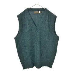 80年代 USA製 Eddie Bauer エディーバウアー Vネック ウールベスト アウトドア グリーン(メンズ L)中古 古着 X3340