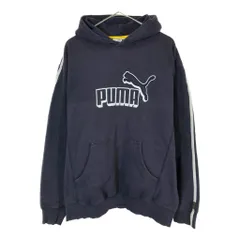PUMA プーマ ロゴ スウェット パーカー スポーツ ネイビー(メンズ L)中古 古着 X3641