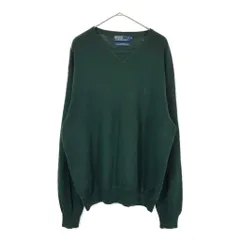Polo by Ralph Lauren ポロ ラルフローレン ワンポイントロゴ コットンニット セーター グリーン(メンズ XL)中古 古着 X3767