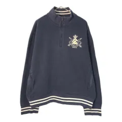 Polo by Ralph Lauren ポロ ラルフローレン ハーフジップ コットンセーター ネイビー(メンズ XL)中古 古着 X3781