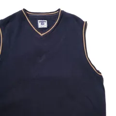 00's リー Lee ソリッドカラー Vネック スウェット ベスト (M位) 紺×タン系 無地 スウェット リブライン 00年代 旧タグ オールド アメリカ古着 USED ビンテージ ヴィンテージのサムネイル