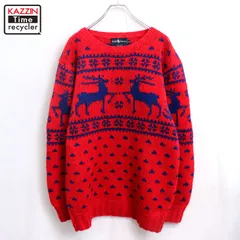 90s vintage RALPH LAUREN ノルディック柄 ウール ハンドニットセーター メンズ 表記Mサイズ