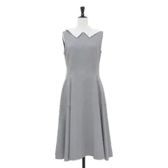 FOXEY NEW YORK フォクシーニューヨーク ワンピース ブラック 黒 サイズ:40(M) | 22春夏 襟付き 千鳥柄 ノースリー ワンピース | HEDY ミディ丈 ボートネック フレア | トップス ドレス【レディース】【中古】