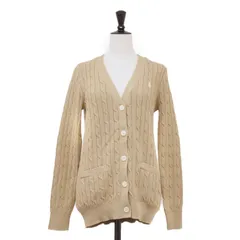 POLO Ralph Lauren ポロ ラルフローレン カーディガン ブラウン サイズ:S | ポニー 刺繍 ケーブルニット カーディガン | 長袖 Vネック コンパクト コットン | トップス セーター【レディース】【中古】