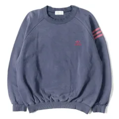 adidas vintage アディダスヴィンテージ スウェット ネイビー 紺 サイズ:M-L | DESCENTE製 80s 3本ライン トレフォイル クルーネック ラグラン スウェット | トップス 長袖 古着 アメカジ【メンズ】【中古】