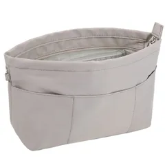 収納バッグ A5 ナイロン 防水 軽量 小さめ 横 インナーバッグ バッグインバッグ バックインバック レディース メンズ 仕切り トートバッグ用 ファスナー付き 4色 グレー