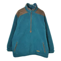 90年代 USA製 L.L.Bean エルエルビーン ハーフジップ フリースジャケット アウトドア グリーン(レディース LARGE)中古 古着 X3321