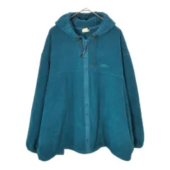 90年代 USA製 L.L.Bean エルエルビーン 筆記体ロゴ フーデッド フリースジャケット アウトドア グリーン(メンズ L)中古 古着 X3332