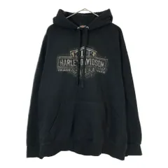 HARLEY DAVIDSON ハーレーダビッドソン スウェット パーカー モーターサイクル ブラック(メンズ LARGE)中古 古着 X3653