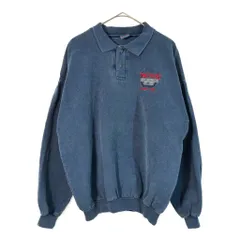 90年代 USA製 WEK スウェットポロシャツ 大きいサイズ 後染め ブルー(メンズ XXL相当)中古 古着 X3762