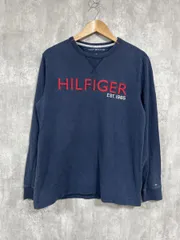 TOMMY HILFIGER トミーヒルフィガー ロゴ ロング Tシャツ sizeL/紺 ■◇ メンズ