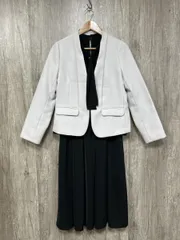 Flolia フロリア 2点セット 入学式 卒業式 ノーカラージャケット セットアップ ジャケット スカート スーツ sizeM/黒 ■◇ レディース