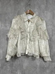 MAJESTIC LEGON マジェスティックレゴン 襟付きエアリーフリル ブラウス シャツ sizeM/黄緑 ■◇ レディース